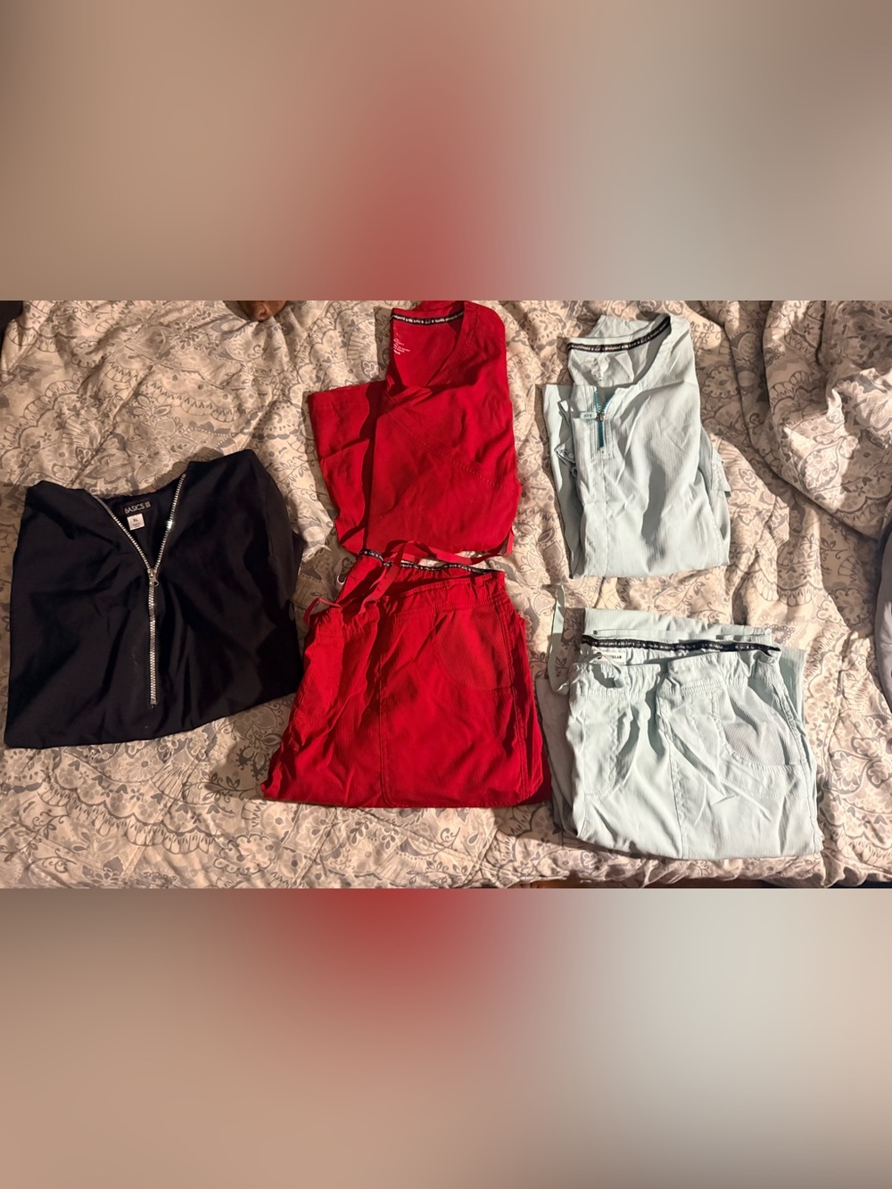 Women’s Scrub Set - Red, Light Blue & Black